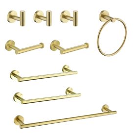 9 Piece Stainless Steel Bathroom Towel Rack Set Wall Mount (Color: as Pic)