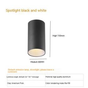 Thigh High Anti-glare Punch Free Ceiling Living Room Aisle Surface Mounted Spotlight (Option: 7w White Light 5700k-Black And White)