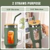 Glass Tumbler With Lid And Straw, 46 Oz Iced Coffee Cup With Handle, Glass Water Bottles With Silicone Sleeve, Glass Cup With Straws