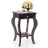 2-Tier End Table with Drawer and Shelf for Living Room Bedroom