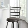 3 Pack Adjustable 24" or 29" Bronze Ladder Back Swivel Barstool, Espresso Vegan Leather Seat
