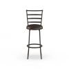 3 Pack Adjustable 24" or 29" Bronze Ladder Back Swivel Barstool, Espresso Vegan Leather Seat