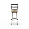 3 Pack Adjustable 24" or 29" Bronze Ladder Back Swivel Barstool, Espresso Vegan Leather Seat