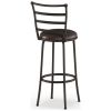 3 Pack Adjustable 24" or 29" Bronze Ladder Back Swivel Barstool, Espresso Vegan Leather Seat