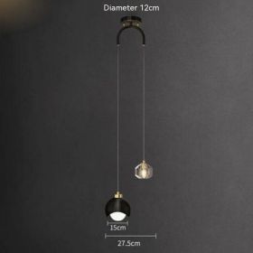 Golden Light Luxury Crystal Hanging Line Lamp Creative Bedroom (Option: Three Color Light-Black Double headed)