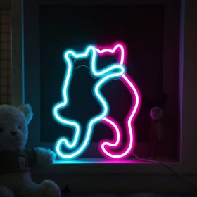 Led Neon Light Glowing Cat Pattern Indoor And Outdoor Wall Decoration Room Night Light Gift (Option: LJ1 3528cm-Adjustable Brightness)