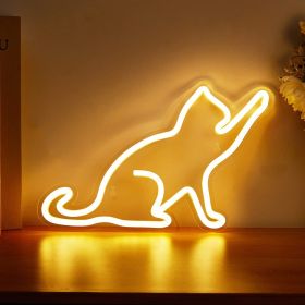 Led Neon Light Glowing Cat Pattern Indoor And Outdoor Wall Decoration Room Night Light Gift (Option: LJ7 34175cm-Adjustable Brightness)