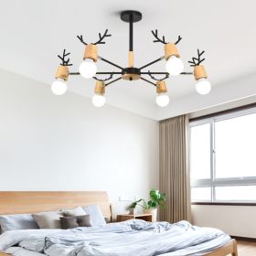 Modern Minimalist Ceiling Lamp Nordic Creative Antler Lamp (Option: 5W White Light Bulb-6 Black Head)