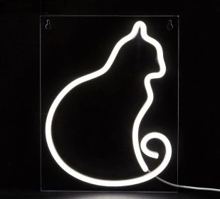 Led Neon Light Glowing Cat Pattern Indoor And Outdoor Wall Decoration Room Night Light Gift (Option: LJ5 25195cm-Unadjustable Brightness)