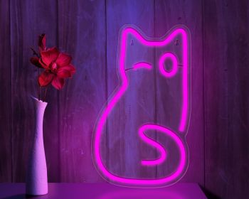 Led Neon Light Glowing Cat Pattern Indoor And Outdoor Wall Decoration Room Night Light Gift (Option: LJ3 34207cm-Unadjustable Brightness)