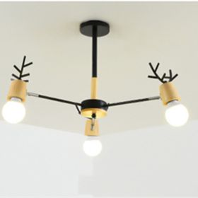 Modern Minimalist Ceiling Lamp Nordic Creative Antler Lamp (Option: 5W White Light Bulb-3 Black Head)