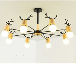 Modern Minimalist Ceiling Lamp Nordic Creative Antler Lamp (Option: 5W Warm Light Bulb-8 Black Head)