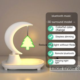 Bluetooth Speaker Bedside Seven-color Atmosphere Small Night Lamp Wireless Charging (Option: 5w-Christmas tree-wireless charge)