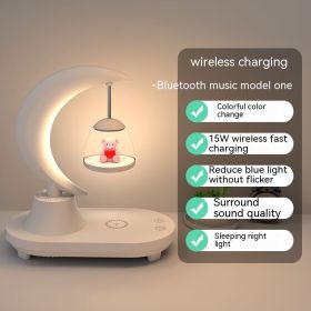 Bluetooth Speaker Bedside Seven-color Atmosphere Small Night Lamp Wireless Charging (Option: 5w-Little Bear-wireless charge)