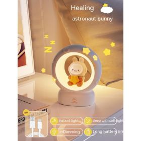 Small Night Lamp Bedroom Bedside Sleeping Table Lamp Children's Dragon Year New Year Gift (Option: Star Wish Rabbit-1200MA Three speed dimming)