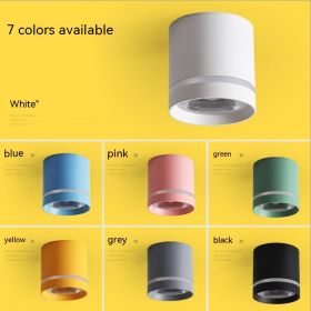 Macaron Downlight LED Aisle Light (Option: 12W-White light lens model-black)