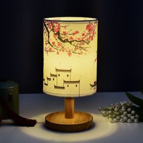 Cozy Table Lamp Bedroom Bedside Chinese Style Literary Decoration B & B Led Night Simple (Option: Three Colors Remote Control-Hongmei)
