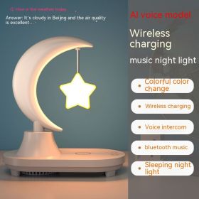 Bluetooth Speaker Bedside Seven-color Atmosphere Small Night Lamp Wireless Charging (Option: 5w-tiny spot-Intelligent Voice)