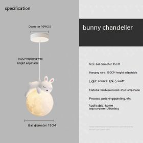 Children's Room Bedroom Bedside Chandelier (Option: Monochrome Warm Light-Bunny)