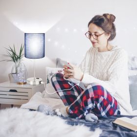 USB Mobile Phone Rechargeable Light Body Touch Switch Table Lamp New Cloth Cover Home Office (Option: US-Custom)