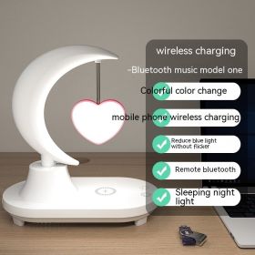Bluetooth Speaker Bedside Seven-color Atmosphere Small Night Lamp Wireless Charging (Option: 5w-love-Colorful Night Light)