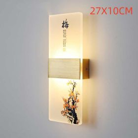 Plum, Orchid, Bamboo, Chrysanthemum LED Bedside Lamp (Option: Plum blossom-27x10cm-Natural Light)
